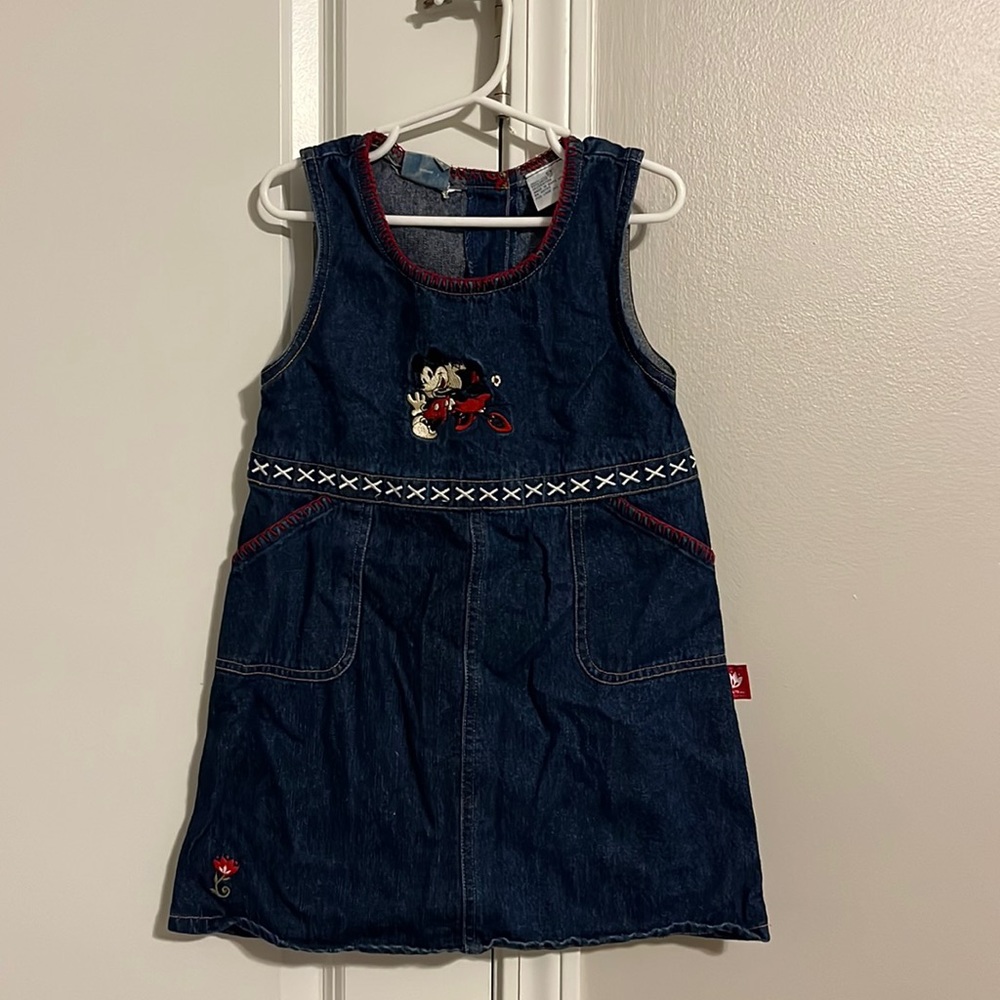 Sleeveless Denim Dress by Disney, Pockets on Skirt, Floweral